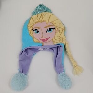 Flipeez Frozen Elsa Kids Winter Hat - Blue and Purple Braid Flip